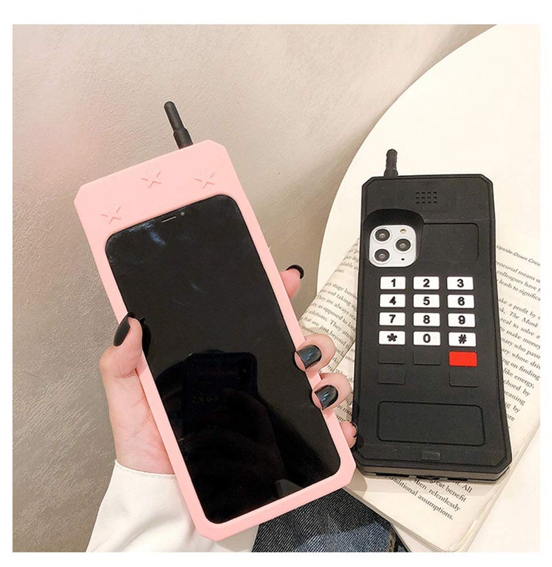 UnnFiko 3D Silicone Case Compatible with iPhone 17 Pro Max, Retro Classic Creative Soft Rubber Bumper Cover Cool Fun Thick Protective Stand Case (Retro Cellphone Pink, iPhone 17 Pro Max) - Image 3
