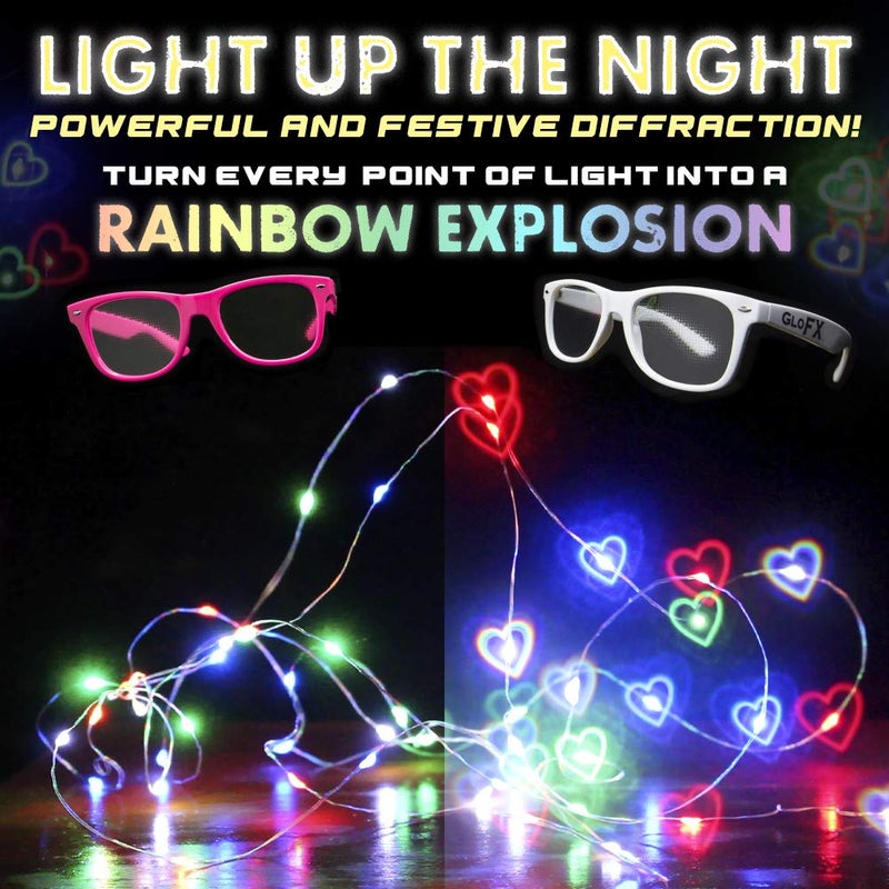 GloFX Ultimate Heart Diffraction Glasses - 3D Rainbow Hearts Effect with Black Frames - Great Festival, Concert, and Rave Accessory - Image 5