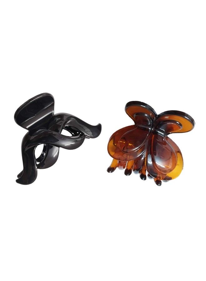 Nat Hair Clip/Clutchers/Claw For Women And Girls Pack Of 2 (Brownblack) - Image 1
