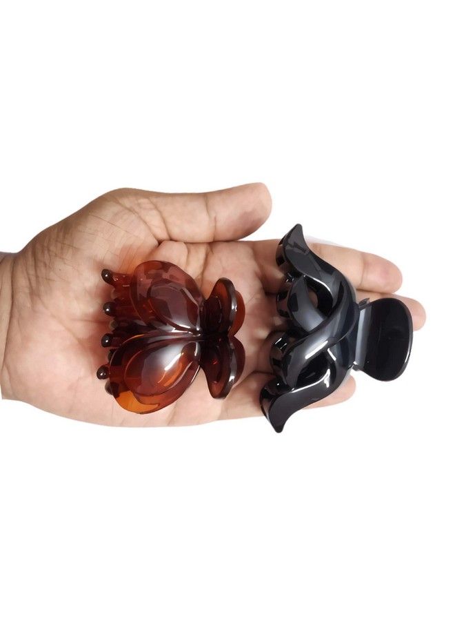 Nat Hair Clip/Clutchers/Claw For Women And Girls Pack Of 2 (Brownblack) - Image 5