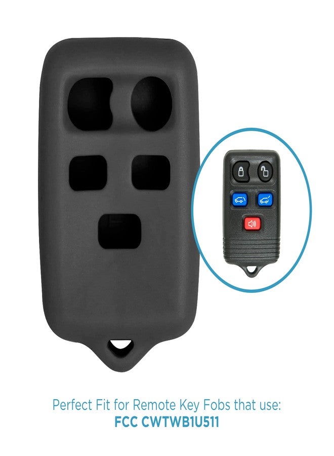 Keyless2Go Replacement for New Silicone Cover Protective Case for 5 Button Remote Key Fob with FCC CWTWB1U511 - Black - (2 Pack) - Image 5