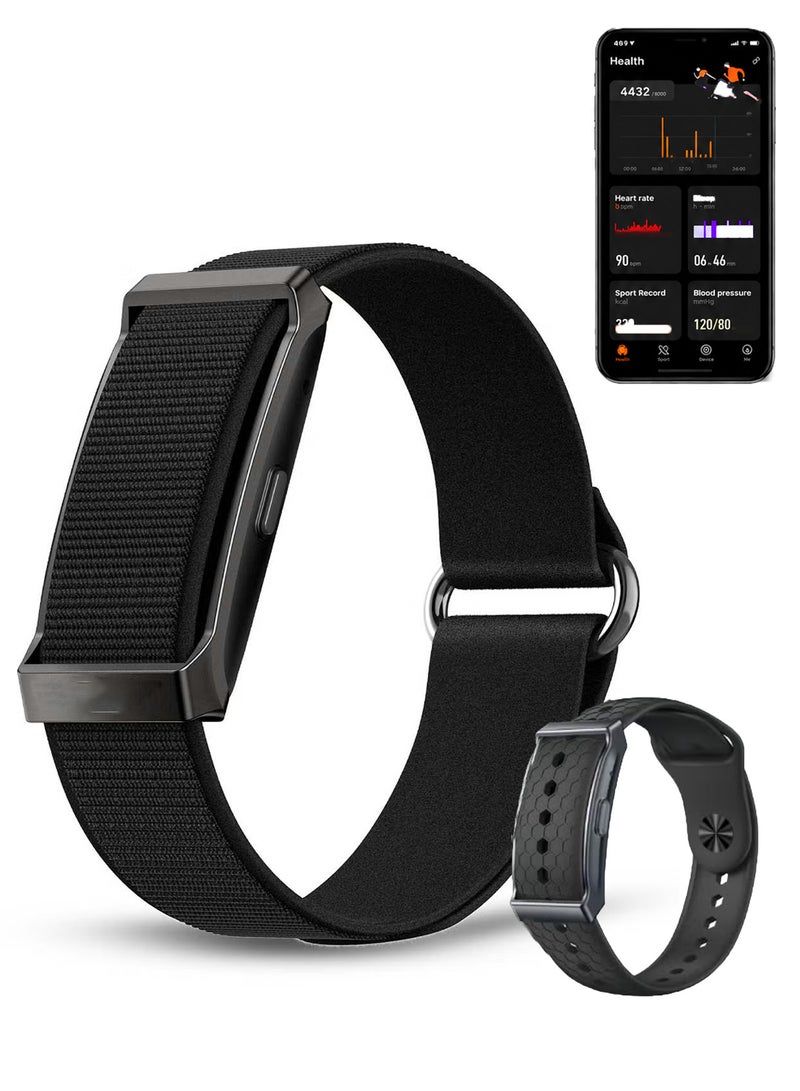 DRAKLAW Fitness Trackers for Men Women, Wearable Activity & Fitness Tracker Band,  All-Day Continuous Heart Rate, Blood Pressure, and Electrocardiogram Monitoring, Free APP and 2 pcs Bands(Black) - Image 1