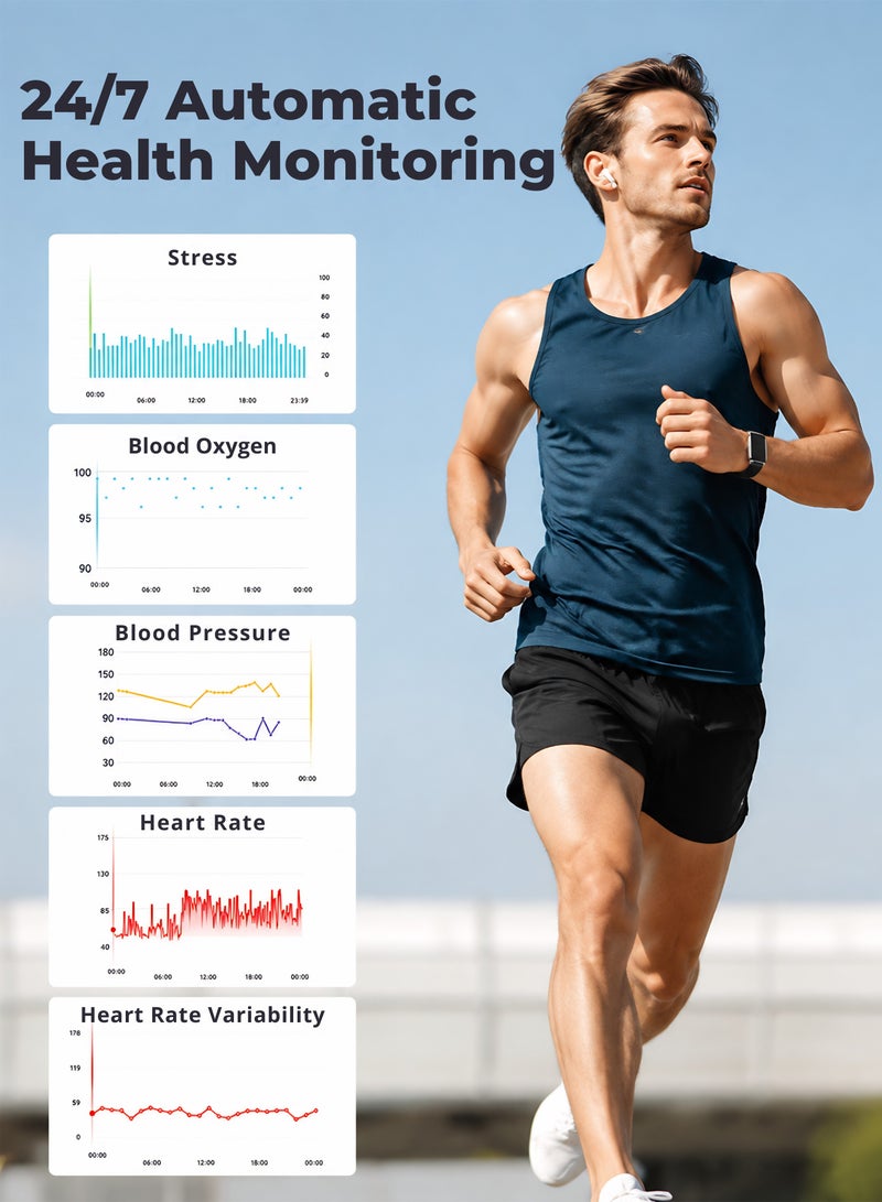 DRAKLAW Fitness Tracker Smart Band, Wearable Activity Bracelet, All‑Day Continuous Heart Rate, Blood Pressure and Sleep Tracking, 40+ Days Battery Life, Free APP , 2 Replacement Bands - Image 2