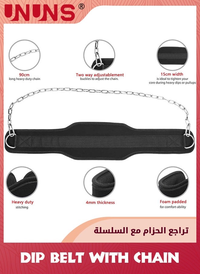 UNUNS Sports Dip Belt With Chain,Weight Lifting Belt Heavy Duty For Men Women,Powerlifting Back Support,Premium Pull Up Belt For Weightlifting Gym Dips,One Size Fits All Weight Belt - Image 3