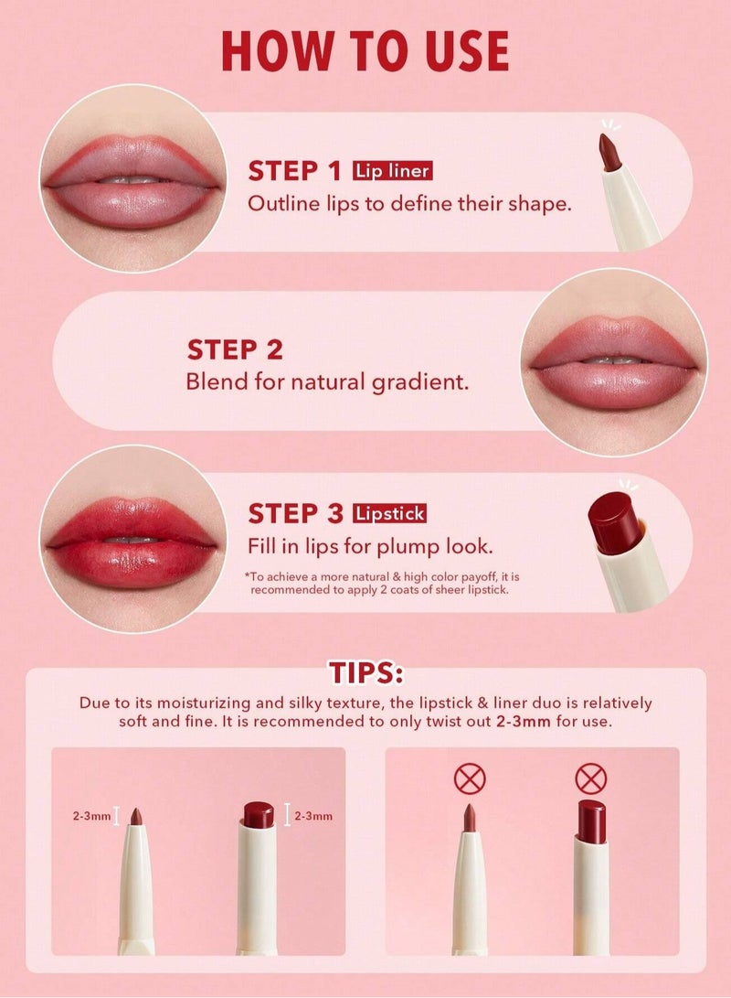 SHEGLAM Glam 101 Sheer Tinted Lipstick & Liner Duo-Cherry Glaze CherryGlaze - Image 4