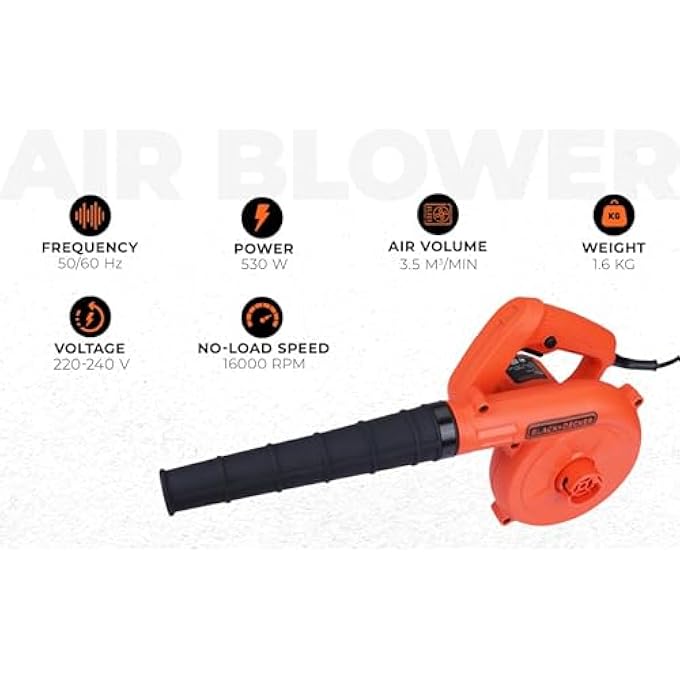 BLACK+DECKER 530W 16,000 RPM SINGLE SPEED ELECTRIC BLOWER/VACUUM WITH COLLECTION BAG FOR HOME & GARDEN BDB530-B5 2 YEARS WARRANTY - Image 3