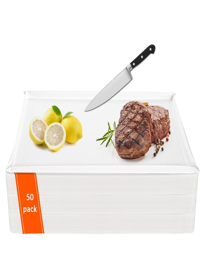 Fasmov 50 Count Disposable Cutting Boards, 17x12 Inch Flexible Plastic Cutting Mats with Built-in Crease, Collapsible Cutting Board Sheets Chopping Boards for Kitchen Home & Commercial Use, White - Image 1