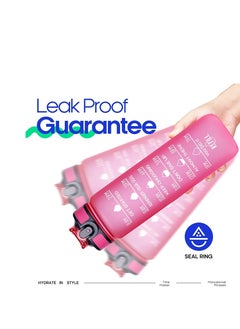 TYCOM Water Bottles 1L With Times To Drink And Straw, Motivational Water Bottle With Time Marker, Leakproof Drinking Sports Water Bottle For Fitness, Gym & Outdoor - Straw Red  - Image 4