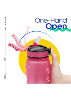 TYCOM Water Bottles 1L With Times To Drink And Straw, Motivational Water Bottle With Time Marker, Leakproof Drinking Sports Water Bottle For Fitness, Gym & Outdoor - Straw Red  - Image 3