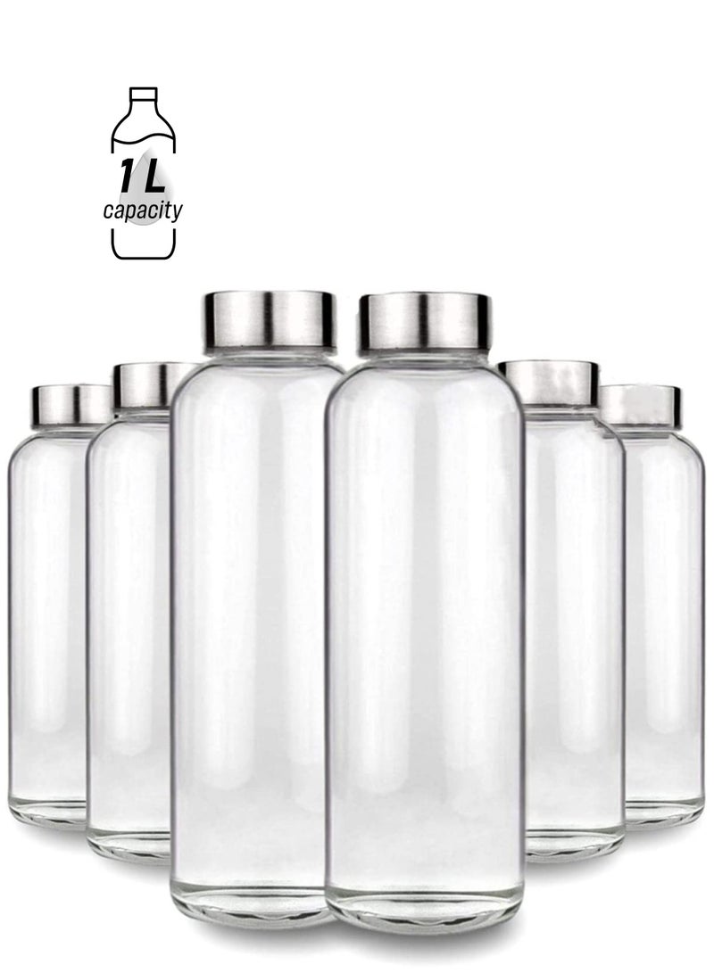 FUFU 6pack 1L glass drinking bottle glass bottle, leakproof, with screw cap - Image 1