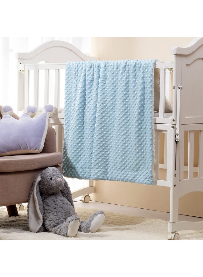 CREVENT Cozy Soft Warm Sherpa Baby Blanket For Infant Toddler'S Crib Cot Stroller Gifts For Baby Boys All Season Use (30"X40" Blue Dot) - Image 3