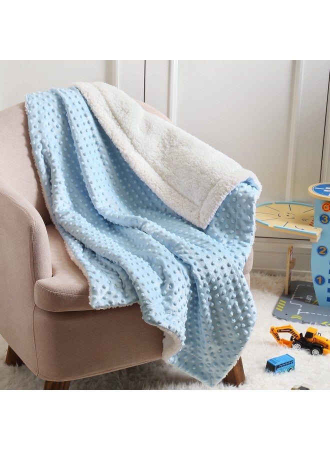 CREVENT Cozy Soft Warm Sherpa Baby Blanket For Infant Toddler'S Crib Cot Stroller Gifts For Baby Boys All Season Use (30"X40" Blue Dot) - Image 4