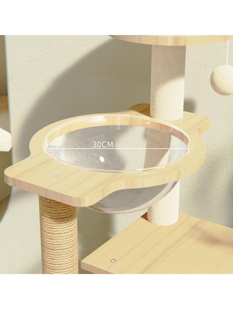 Generic Cat Tree One-Piece Cat Climbing Frame 360° Transparent Space Capsule Lower Beveled Cat Scratching Board Cat Luxury Apartment Furniture For Kittens To Play Light 120 Cm Grey  - Image 5