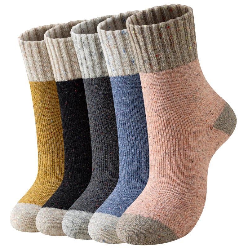 coclothy Wool Socks for Women - Wool Socks Womens Winter, Boot Sock for Women Men Thick Knit Soft Womens Crew Sock, Yellow/Pink/Blue/Gray/Black - Image 1