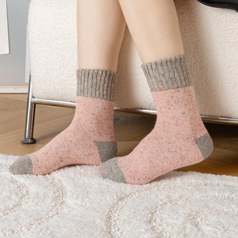 coclothy Wool Socks for Women - Wool Socks Womens Winter, Boot Sock for Women Men Thick Knit Soft Womens Crew Sock, Yellow/Pink/Blue/Gray/Black - Image 3