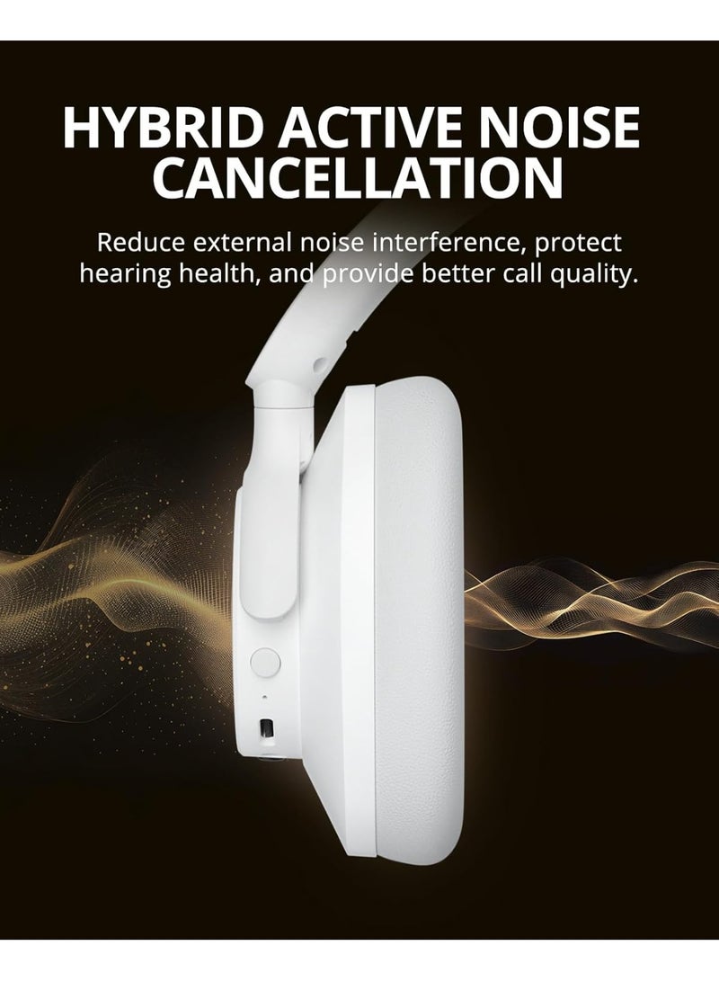 ترونسمارت سماعات رأس لاسلكية Tronsmart Sounfii Q20S بإلغاء الضوضاء النشط الهجين - صوت عالي الدقة Hi-Res، تشغيل حتى 60 ساعة، معادل صوت مخصص (EQ)، وسائد مريحة للارتداء، وميكروفون للمكالمات (أبيض) - Image 3