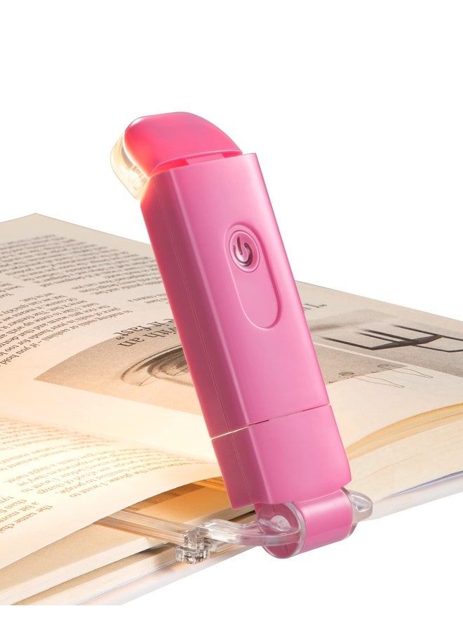 DEWENWILS ضوء قراءة الكتاب القابل لإعادة الشحن عبر USB مع سطوع دافئ أبيض قابل للتعديل، مصابيح LED قابلة للتثبيت على الكتب للقراءة في السرير، ضوء قراءة للسيارة للأطفال وعشاق الكتب باللون الوردي - Image 1