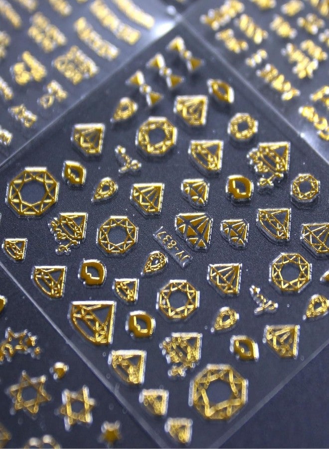Scheibe 3D Golden Nail Art Stickers, 25 Sheets, Acrylic Material, Glossy Finish, Celestial Moon Star Smiley Face Geometric Patterns, Self-Adhesive Decals for Manicure - Image 5