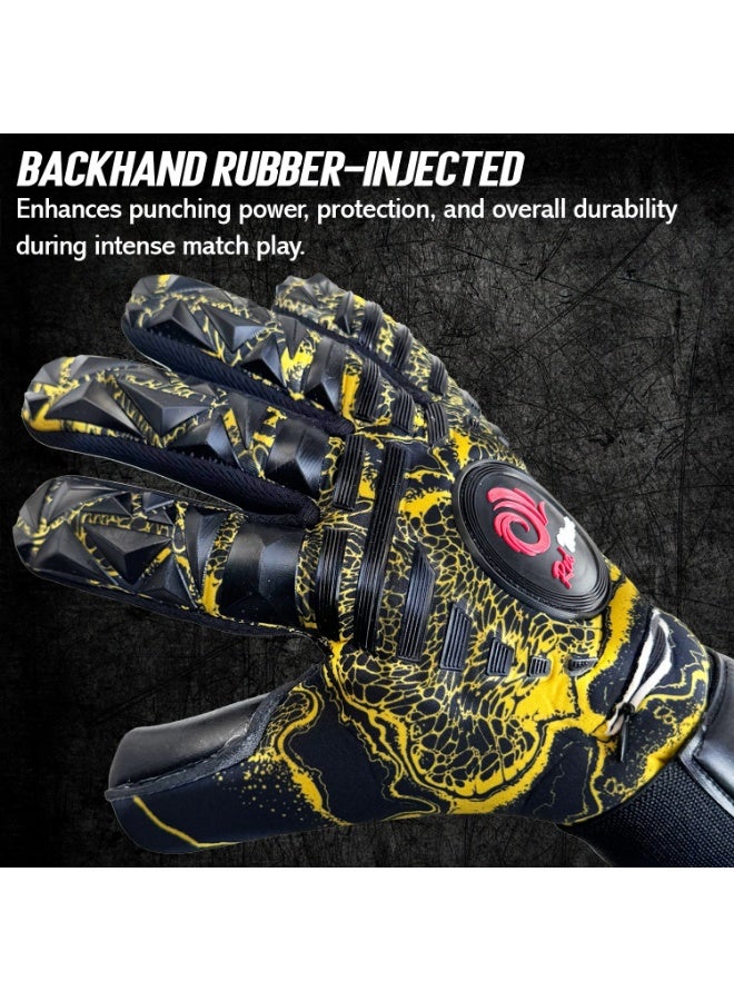 الموج الأحمر قفازات حارس مرمى مزودة بحماية قابلة للإزالة لأصابع اليد | قفازات حارس مرمى لكرة القدم بتصميم سلبي | ظهر يد من النيوبرين وقبضة قوية للتدريب - Image 4