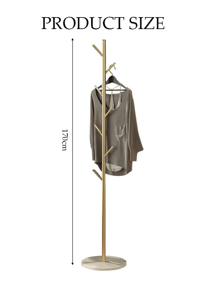 DUNISO Coat Rack，Independent Clothes Hanger，Stand Garment Rack，Clothes Rack with Marble Base for Hanging Clothes, Hats, Bags,Golden Tree Branch Shaped Green Leaf Style  - Image 2