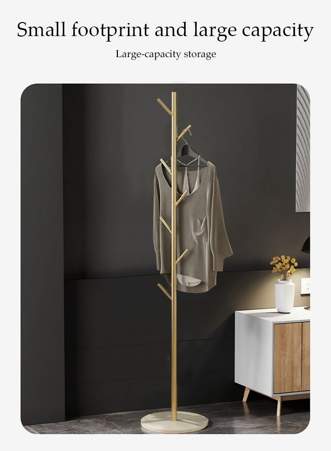 DUNISO Coat Rack，Independent Clothes Hanger，Stand Garment Rack，Clothes Rack with Marble Base for Hanging Clothes, Hats, Bags,Golden Tree Branch Shaped Green Leaf Style  - Image 3
