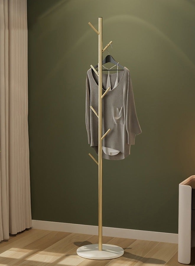 DUNISO Coat Rack，Independent Clothes Hanger，Stand Garment Rack，Clothes Rack with Marble Base for Hanging Clothes, Hats, Bags,Golden Tree Branch Shaped Green Leaf Style  - Image 1