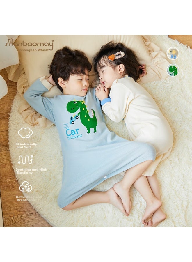 Shanbaomay Spring And Autumn Children's Bathrobe, Baby Pajamas, Cotton Onesie For Boys And Girls, Floral Pattern For Girls, Off-white, 120cm