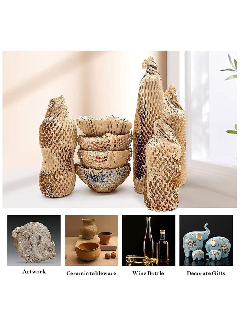 Excefore Honeycomb Packaging Paper Wrap Roll 15" x 131", Cushion Wrap Roll Eco Friendly Moving Packaging,Protective Kraft Shipping Wrapping Suppliers Boxes Filler Brown for Shipping/ Moving Fragile  - Image 2