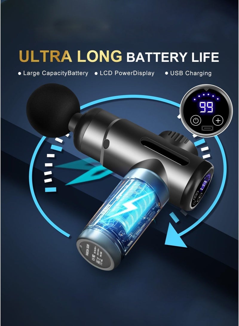 CAYGA Mini Massage Gun Deep Tissue Massager, Handheld Cordless Percussion Massager LED Touch Screen with 8 Different Massage Heads 99 Speeds for Quiet Portable Electric Handheld Body Massager For Back Neck Pain Relief - Image 2
