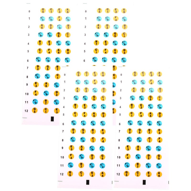 4 Sheets Ukulele Fingerboard Guides Fretboard Marker Label Beginners Practice Finger Chart - Image 1