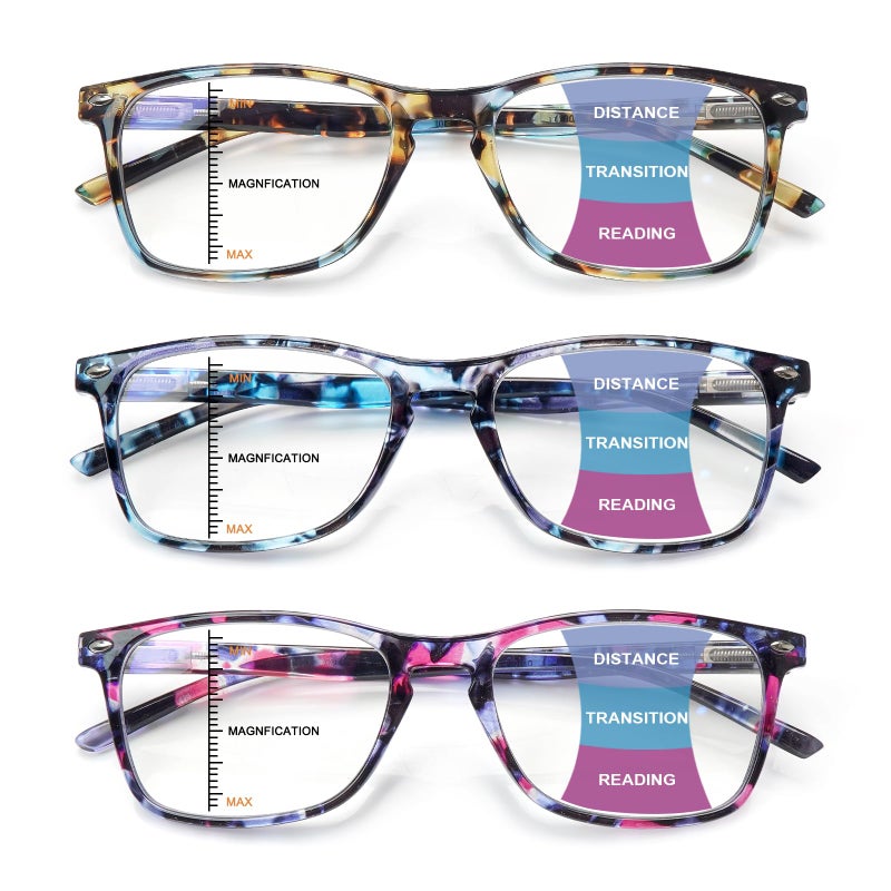 Sumkyle Progressive Multifocus Reading Glasses for Women Blue Light Block Computer Readers Stylish Spring Hinge Eyeglasses (3 Mix C5, 1.5, multiplier_x) - Image 1