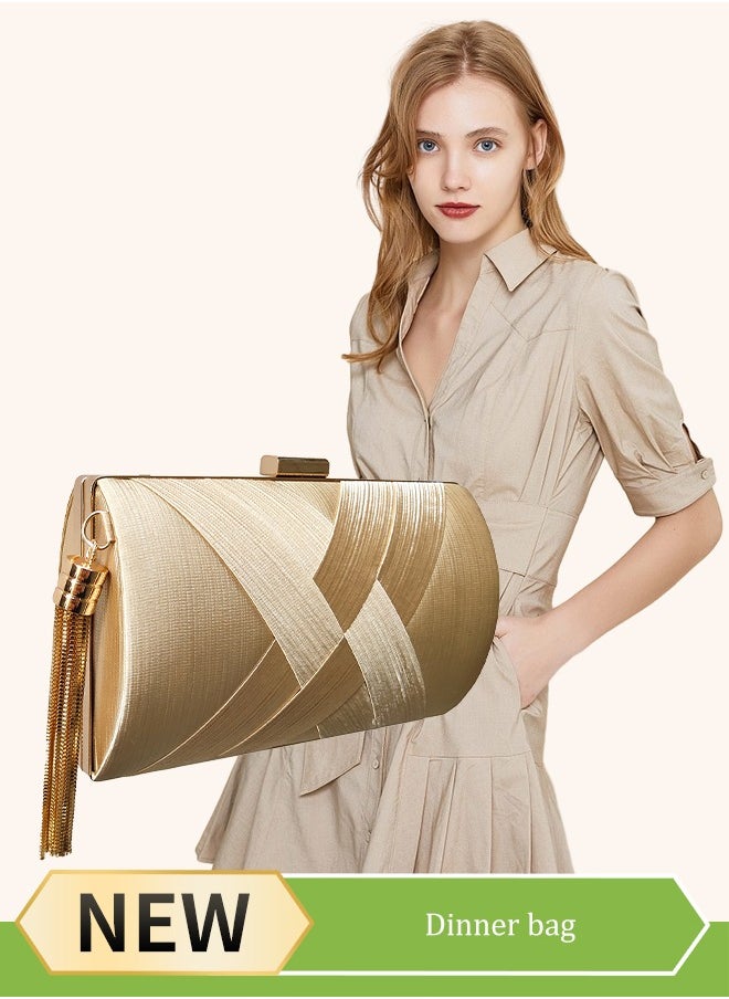 Generic Women's Tassel Clutch Handbag Hard Case Satin Evening Clutch Bag Detachable Chain, Elegant Tassel Handbags Purse, Ladies Vintage Crossbody Shoulder Bag Ladies Stunning Clutches Bags for Wedding, Party, Prom, Banquet  - Image 1