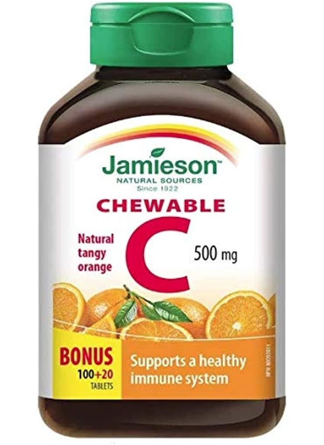 Jamieson Vitamin C Chewable 500 Mg - Tangy Orange, 120 Tabs Bonus 