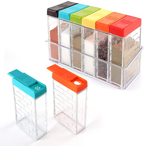 URALFA Spice Shaker Jars, Plastic Seasoning Shaker Box Condiment Set for Travel, Seasoning Storage Containers,Color - Image 1