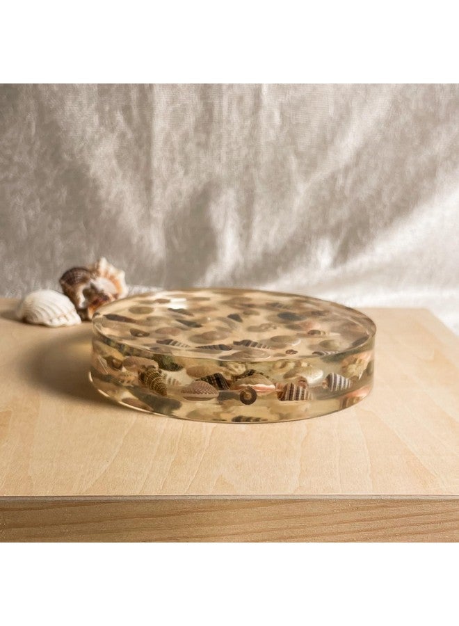 IndionArt Seashell Serenity Resin Thick Drink Coasters Ocean Theme Home Decor (Single, Round) - Image 5