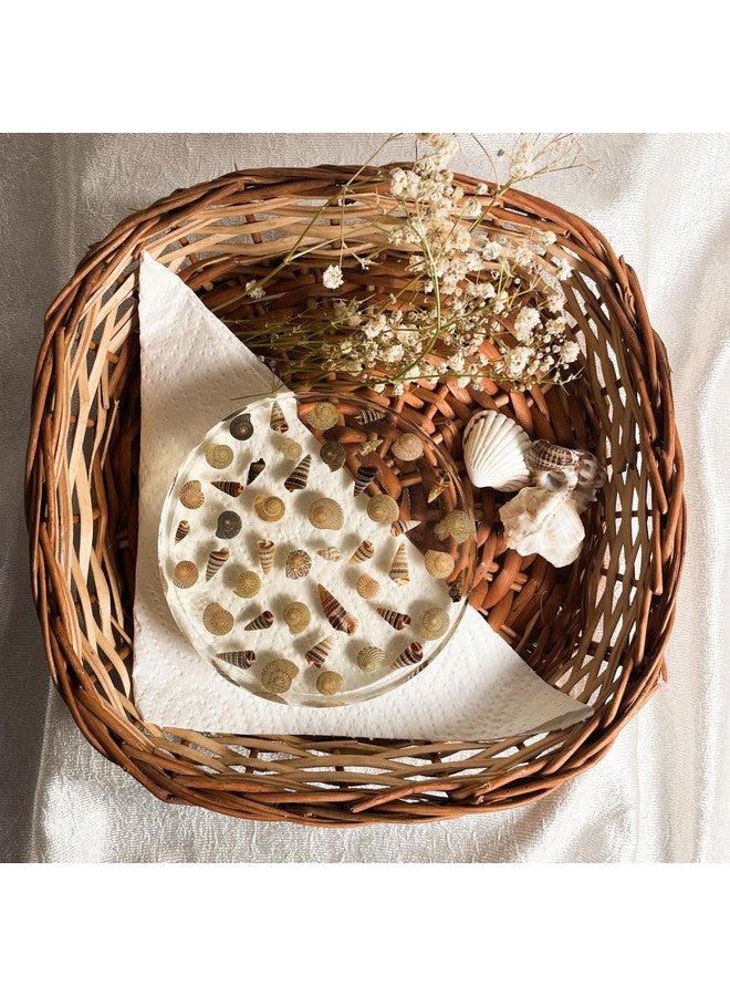 IndionArt Seashell Serenity Resin Thick Drink Coasters Ocean Theme Home Decor (Single, Round) - Image 3