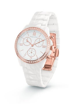 Tchibo Women 174105 Ceramic Analog Watch, 40 mm, White  - Image 1