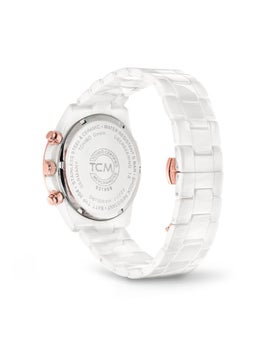 Tchibo Women 174105 Ceramic Analog Watch, 40 mm, White  - Image 2