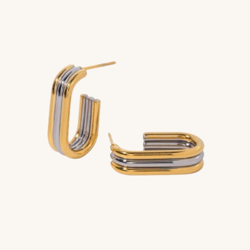 PALMONAS Double Helix Hoop Earrings for Women | 18K Gold Plated, Waterproof & Anti-Tarnish - Image 1