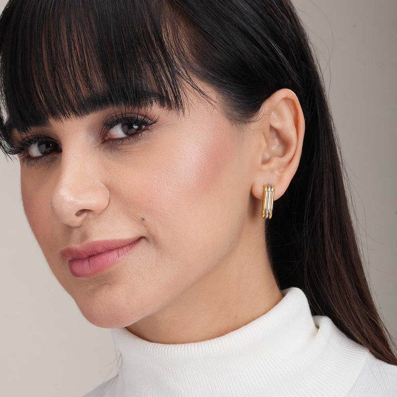PALMONAS Double Helix Hoop Earrings for Women | 18K Gold Plated, Waterproof & Anti-Tarnish - Image 4