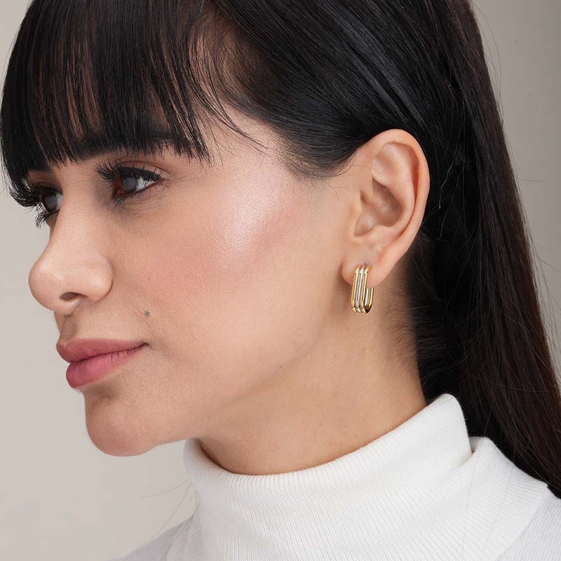 PALMONAS Double Helix Hoop Earrings for Women | 18K Gold Plated, Waterproof & Anti-Tarnish - Image 3