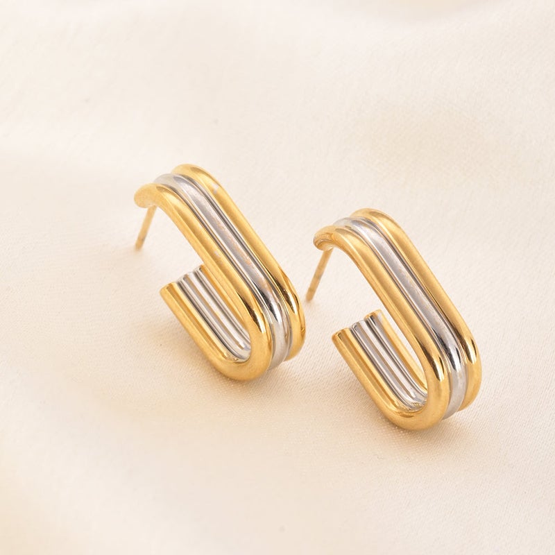 PALMONAS Double Helix Hoop Earrings for Women | 18K Gold Plated, Waterproof & Anti-Tarnish - Image 2