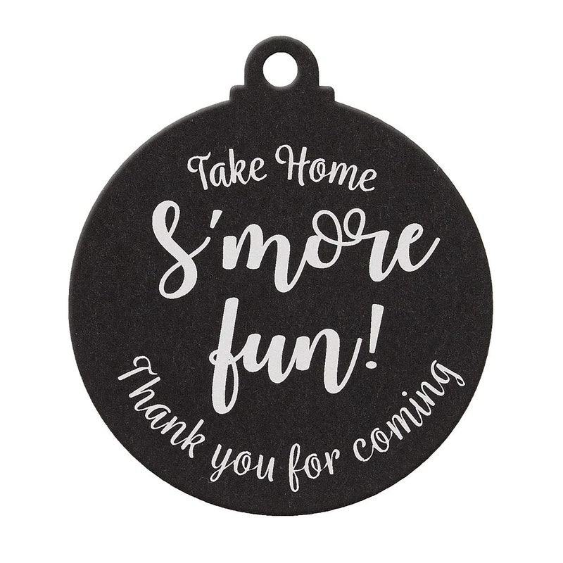 SummerRay 50pcs Take Home SMore Fun Birthday Party Favors Gift Tags Thank You Tags Black