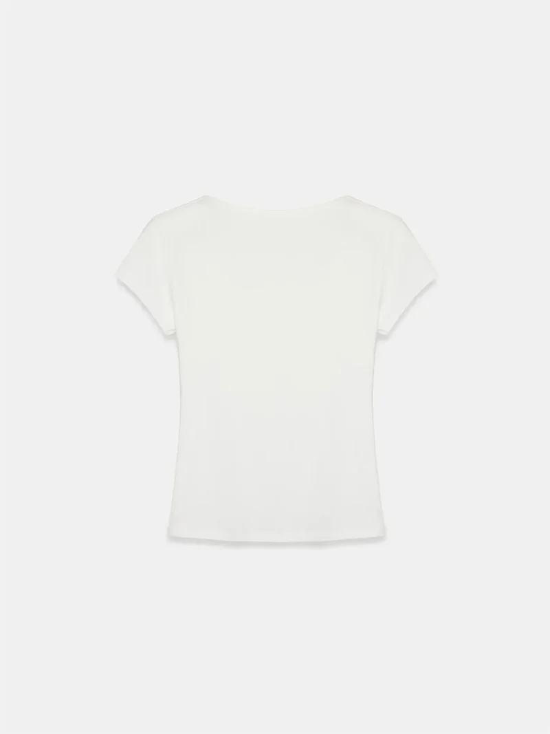 Dilvin White DILVIN Slim Fit V-Neck Knit Blouse for Women | Best Price UAE
