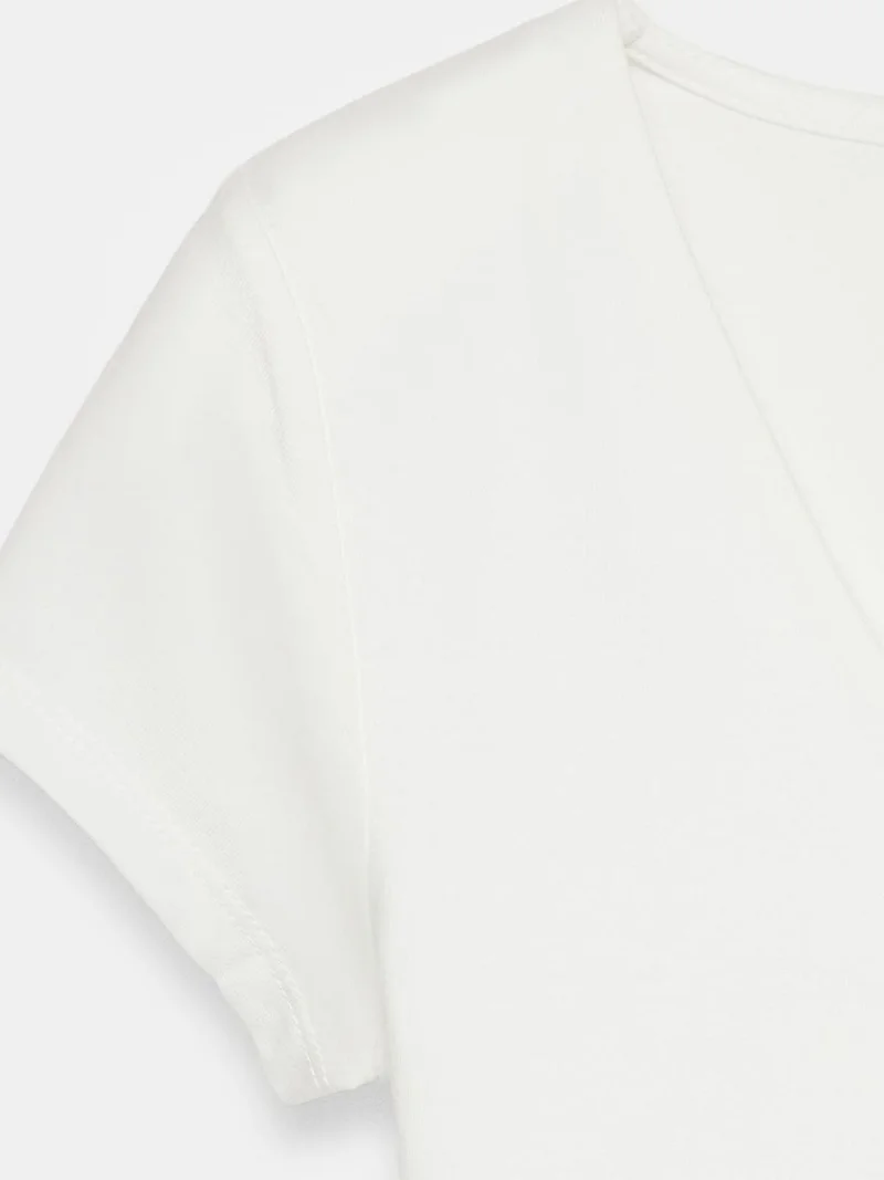 Dilvin White DILVIN Slim Fit V-Neck Knit Blouse for Women | Best Price UAE