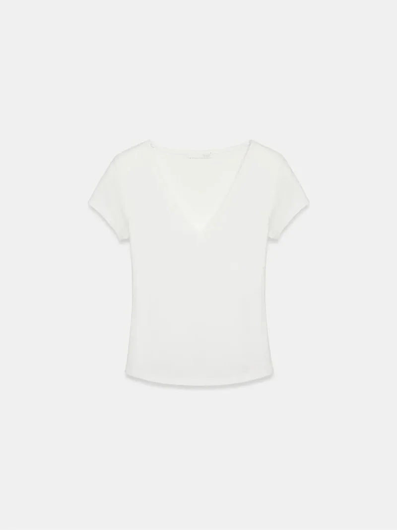 Dilvin White DILVIN Slim Fit V-Neck Knit Blouse for Women | Best Price UAE