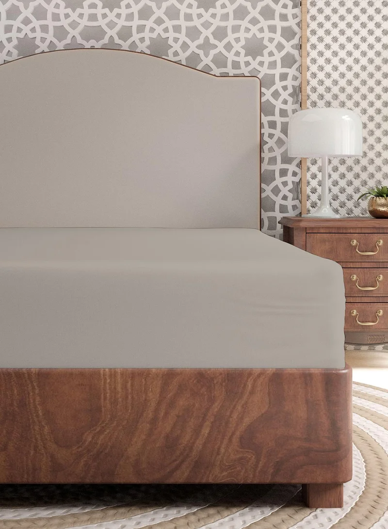 Color Sense Solid 1 Fitted Sheet Double Cotton Taupe 200x120cm