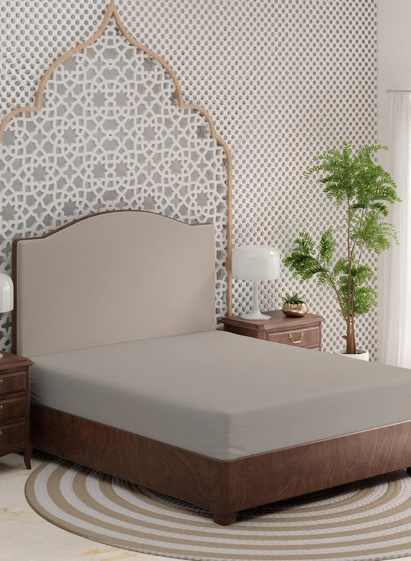 Color Sense Solid 1 Fitted Sheet Double Cotton Taupe 200x120cm