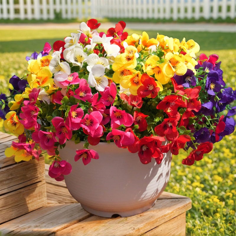 trytuny 20 Pcs Artificial Flowers for Outdoor, UV Resistant Realistic Pansies Fake Flowers for Indoor and Outdoor Garden, Porch, Patio, Window Box Decor All Year Round - Image 1