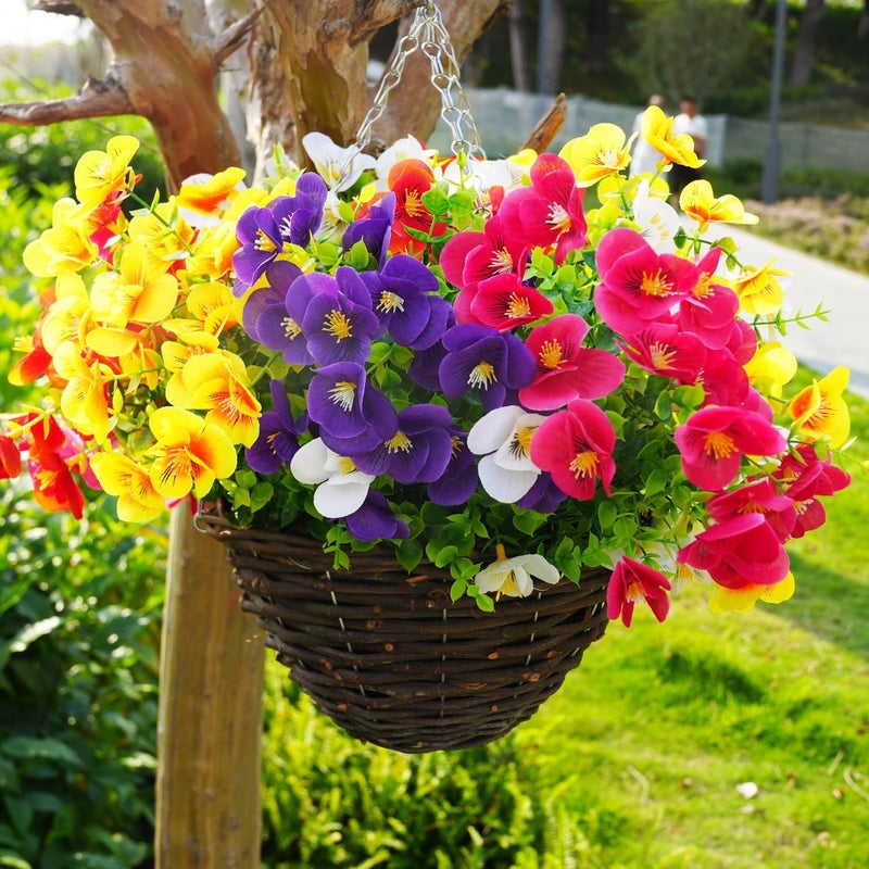 trytuny 20 Pcs Artificial Flowers for Outdoor, UV Resistant Realistic Pansies Fake Flowers for Indoor and Outdoor Garden, Porch, Patio, Window Box Decor All Year Round - Image 2